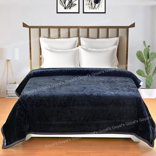 Goyal's 500 TC Mink Blanket Double Bed | Super Soft Heavy Warm Blanket | Floral Embossed Design | 87 x 85 Inches, Pack of 1, Breathable - Grey - Image 5