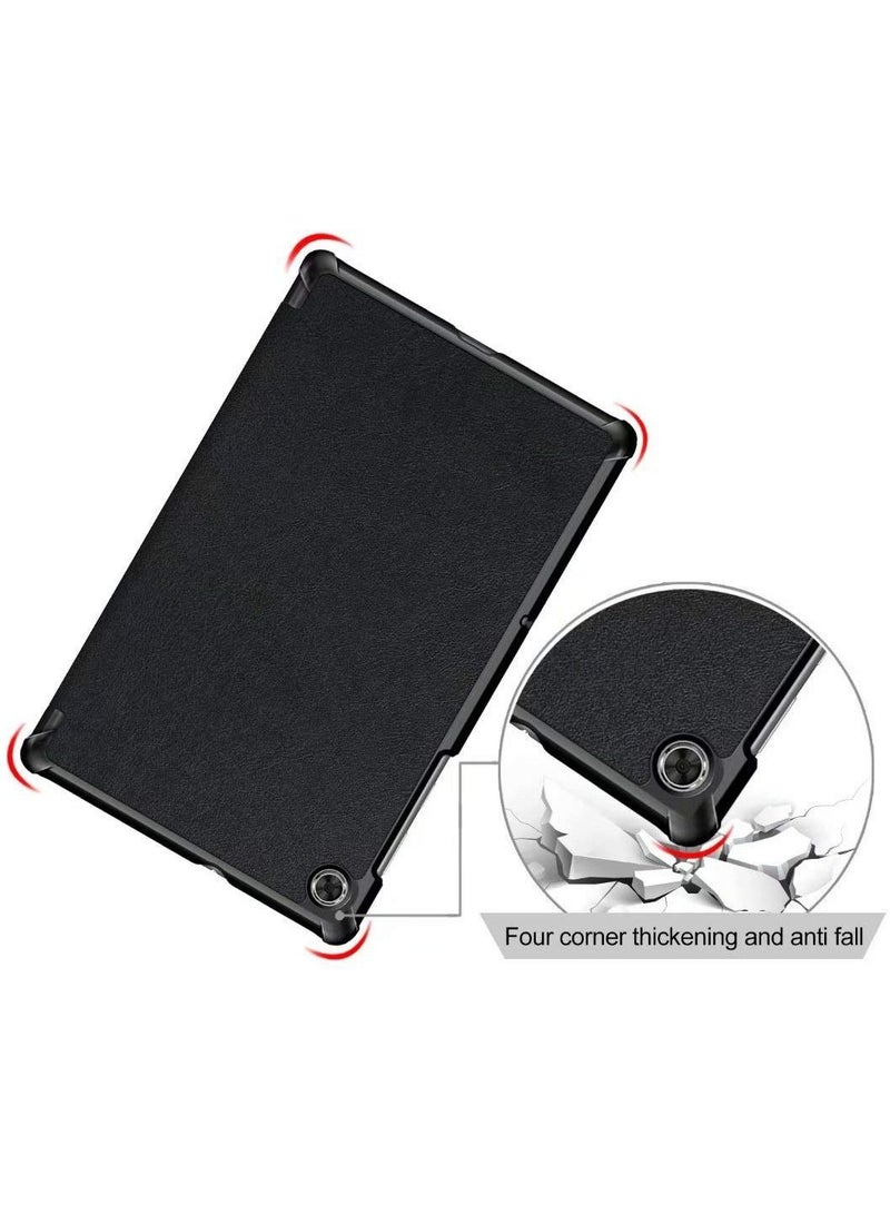 Lenovo Tab M10 HD (2nd Gen) TB-X306X PU Leather Slim Flip Shell Case -Black - Image 4