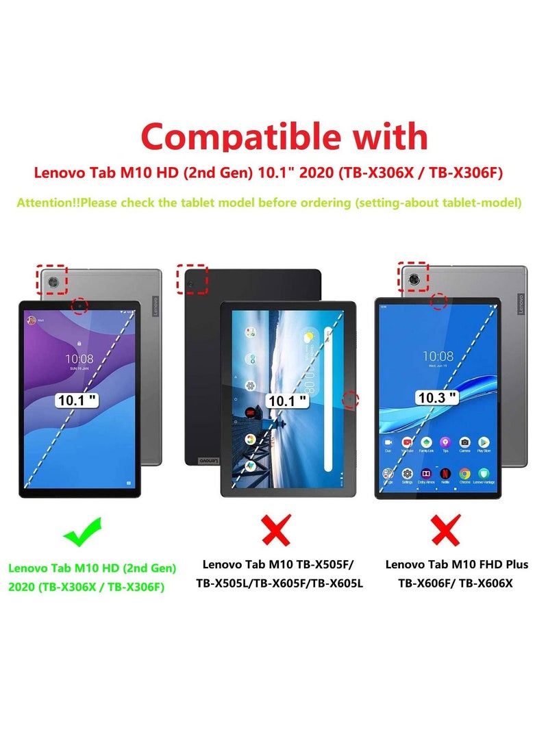 Lenovo Tab M10 HD (2nd Gen) TB-X306X PU Leather Slim Flip Shell Case -Black - Image 2