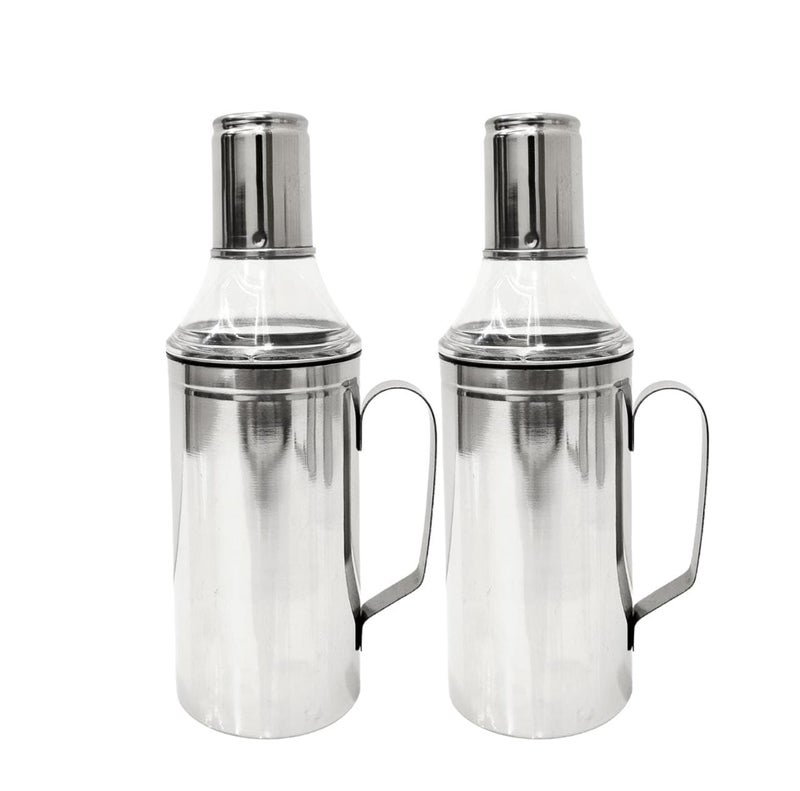 MILTLIFE Stainless Steel Oil Dispenser 1000 ml Oil Bottle Oil Container Oil Can Oil Jar Oil Pourer Oil Pot Oil Can Oil Bottle with Handle Pack of 2