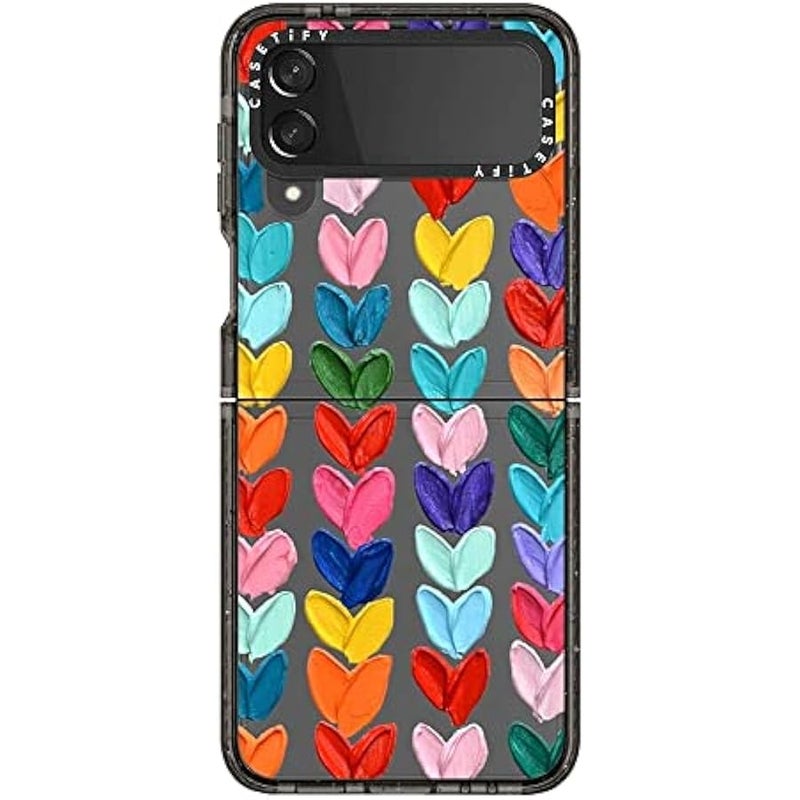Casetify Impact Case for Galaxy Z Flip 4 - Polka Daub Hearts - Clear Black - Image 4