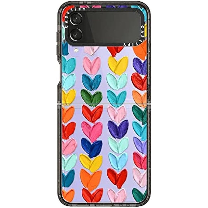 Casetify Impact Case for Galaxy Z Flip 4 - Polka Daub Hearts - Clear Black - Image 3