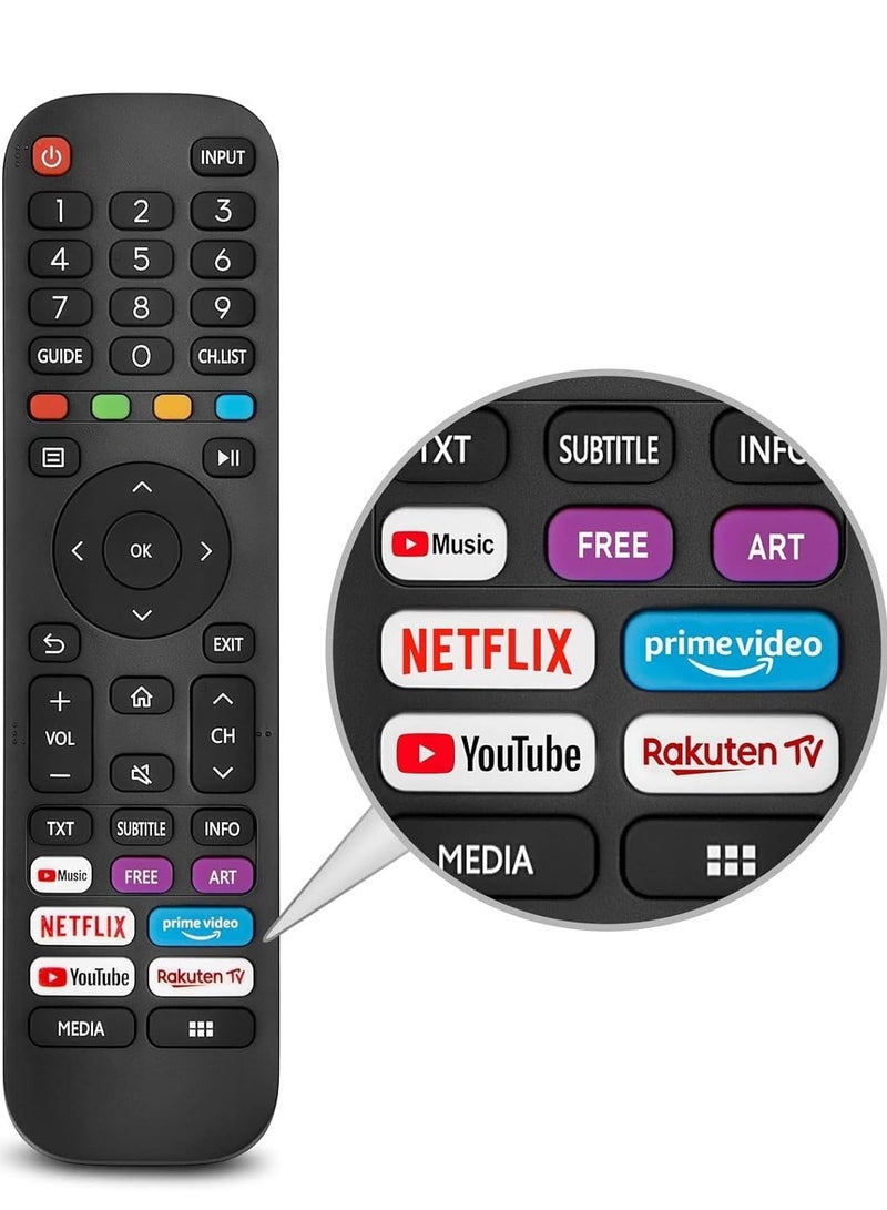 New Replacement Remote Control,Remote Control Fit, Universal Remote Control Compatible with Hisense-VIDAA-TV-Remote, New Upgraded Infrared Remote Control EN2G30H,with Netflix, Prime Video - Image 1