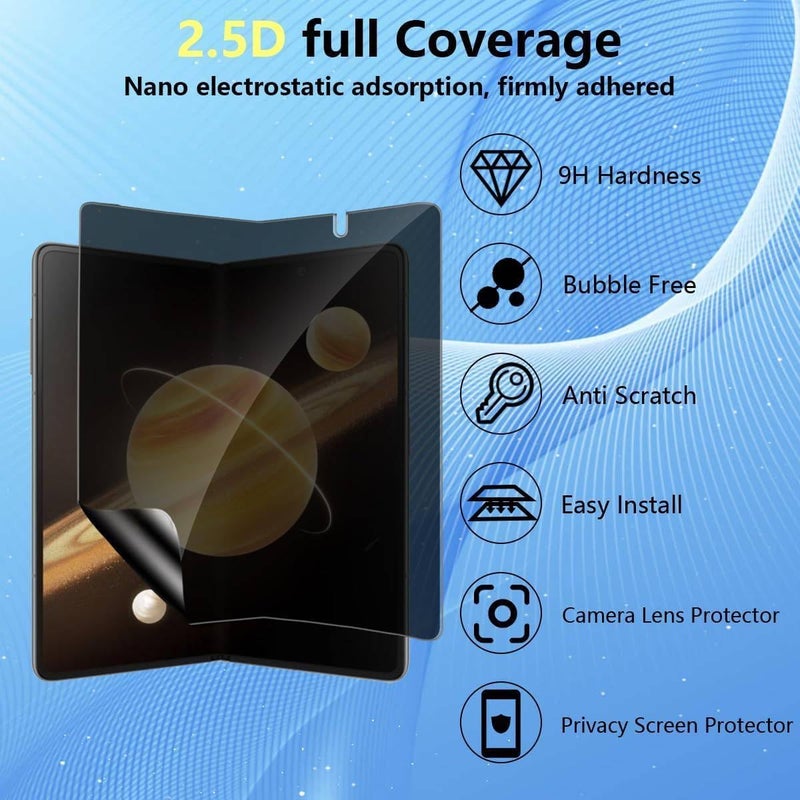 Vurtboly 2Pack Privacy Screen Protector Compatible with Honor Magic V3 2024, Outside&Inside Anti-peeping Screen Protector, Anti-Spy 9H Tempered Glass Protector Film for Honor Magic V3 2024 - Image 4