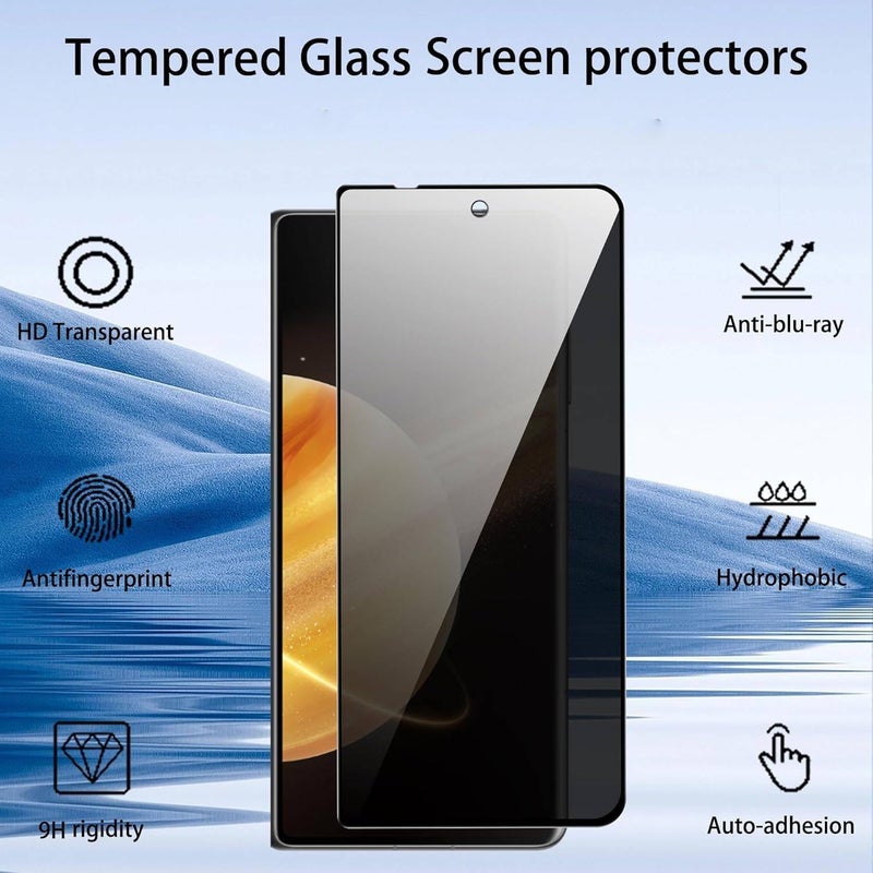 Vurtboly 2Pack Privacy Screen Protector Compatible with Honor Magic V3 2024, Outside&Inside Anti-peeping Screen Protector, Anti-Spy 9H Tempered Glass Protector Film for Honor Magic V3 2024 - Image 3
