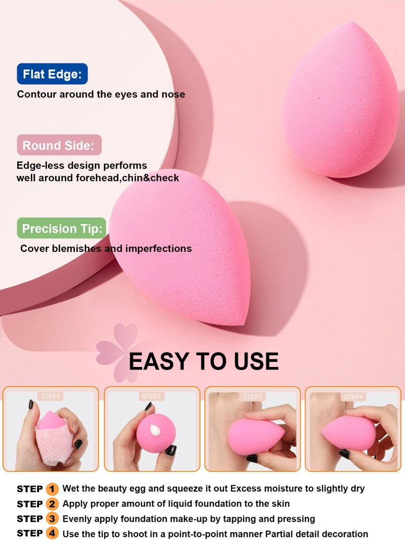 هومار كيت مجموعة إسفنجات مكياج مكونة من 20 قطعة، مجموعة إسفنجات مزج متعددة الألوان مع عصابة رأس ومنفاخات بودرة وإسفنجة تنظيف وأساور معصم، إسفنجات تجميل متوسطة الحجم صغيرة الحجم لتحديد الوجه والعين والزوايا (وردي) - Image 2