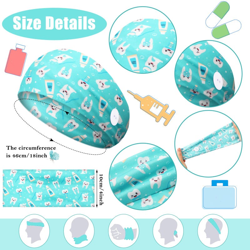 Jexine 12 Pcs Nurse Headbands for Women Non Slip Nursing Headbands with Buttons Dental Assistant Accessories Hygienist Doctor Gifts Elastic Hair Bands(Dental Practitioner) - Image 2