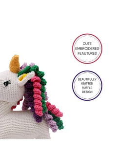 Happy Threads Happy Threads | Unicorn, Handmade Crochet Toy for Children Above 6 Mnths, 18 cms, Soft Stuffed Toys,eco-Friendly Gifting & Decor Item  - Image 3