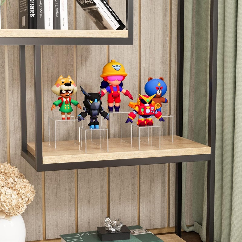 Sezanrpt حوامل رف أكريليك مرتفعة، 3 قطع، حامل عرض أكريليك شفاف لـ Funko Pop، الكب كيك، الألعاب، الساعات، زينة الطاولة - 10 × 12.7 × 15.2 سم - Image 3