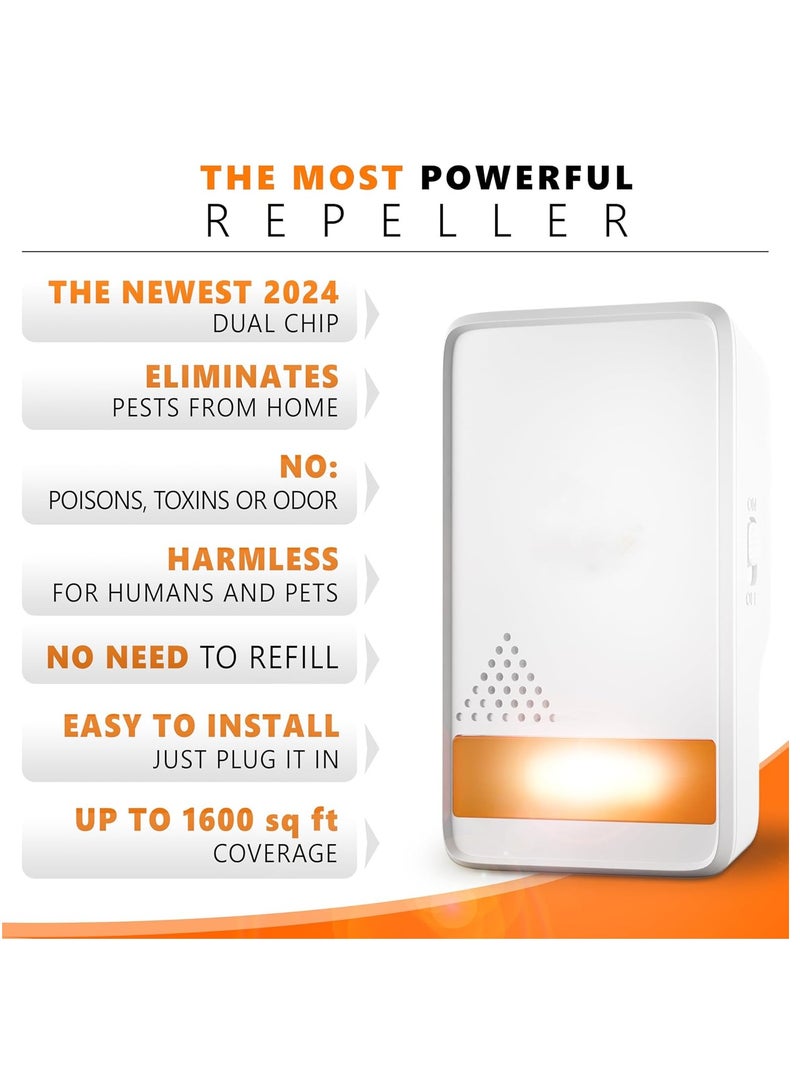 SYOSI طرد الآفات بالموجات فوق الصوتية قابس 2 عبوة تحكم الطرد - تخلص من البعوض، والفئران، والصراصير، والعناكب، وبق الفراش، والسناجب، والذباب، والدبابير، والنمل، والجرذان الداخلية والخارجية، وتثبيت غزو الصراصير في المنزل - Image 3