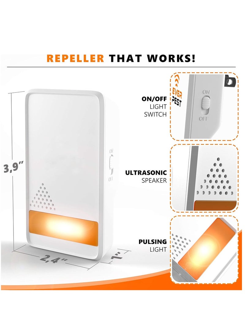 SYOSI طرد الآفات بالموجات فوق الصوتية قابس 2 عبوة تحكم الطرد - تخلص من البعوض، والفئران، والصراصير، والعناكب، وبق الفراش، والسناجب، والذباب، والدبابير، والنمل، والجرذان الداخلية والخارجية، وتثبيت غزو الصراصير في المنزل - Image 4