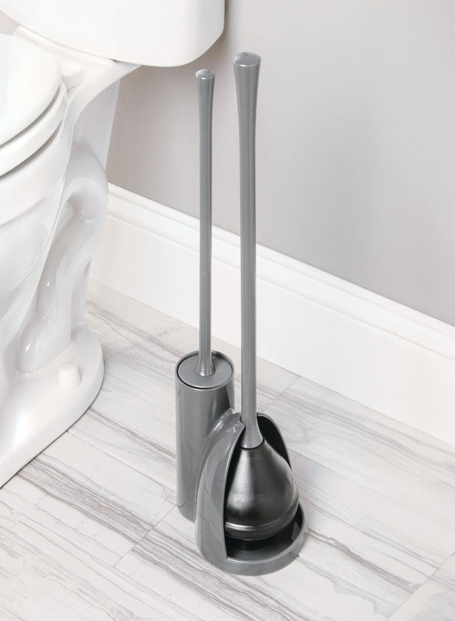 InterDesign iDesign Compact Toilet Set for Bathroom Cleaning and Storage-Gray Bowl Brush/Plunger - Image 5