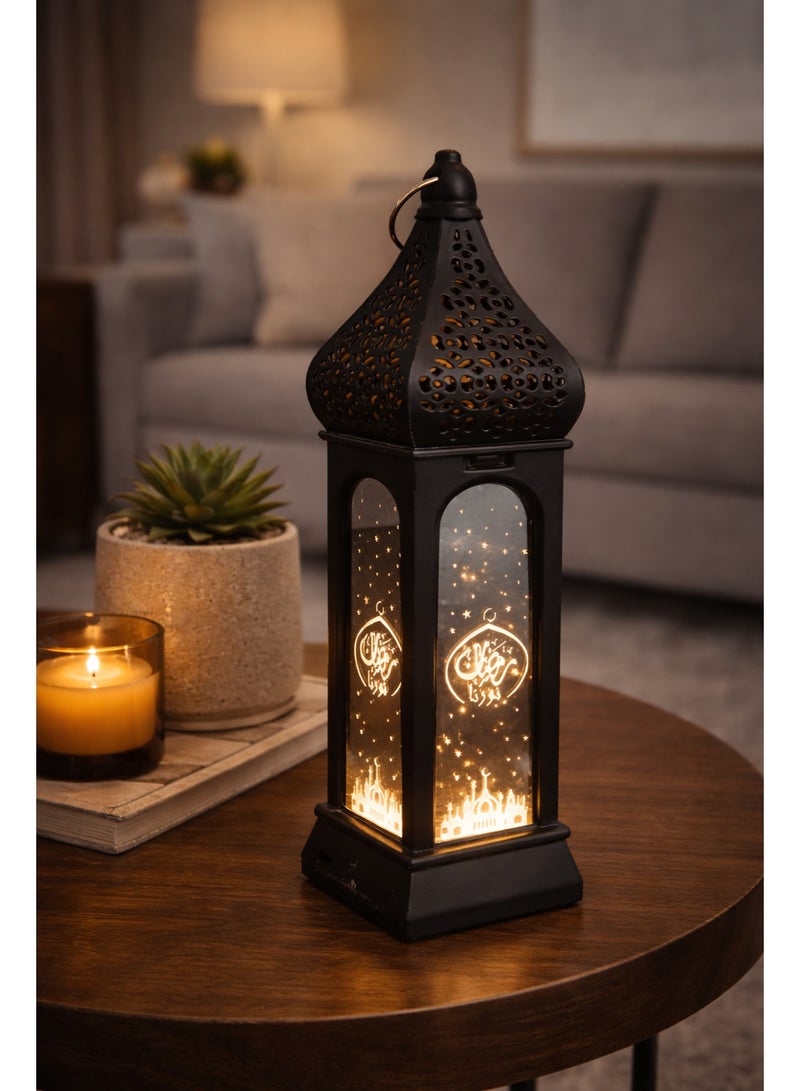 فانوس رمضان LED أسود ديكور منزلي – موديل K06-134 – قطعة واحدة – مقاس 20 × 6 × 6 سم - Image 1
