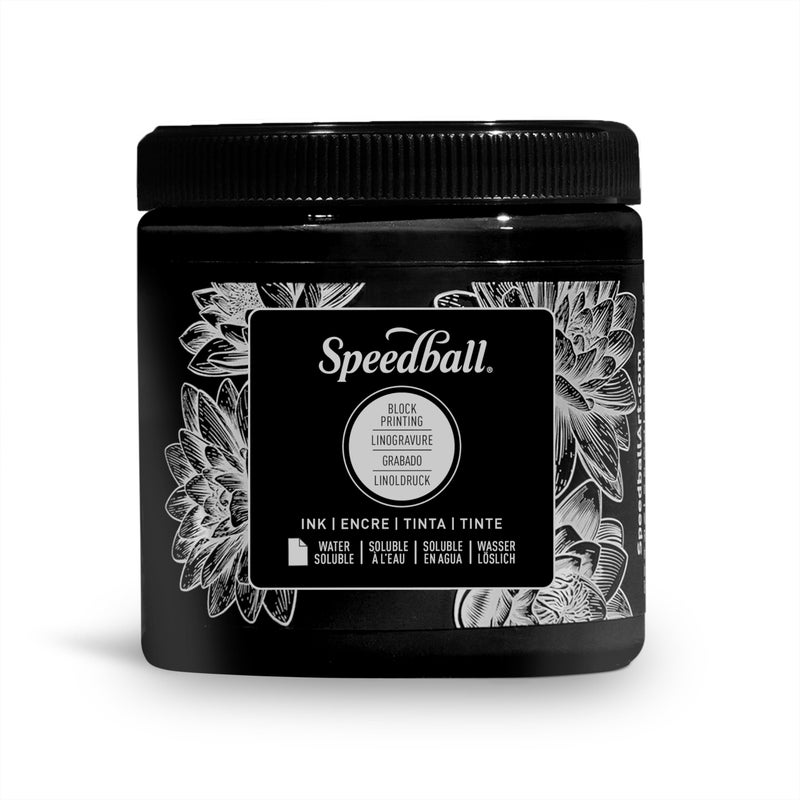 Speedball حبر طباعة الكتل القابلة للذوبان في الماء من سبيدبول 3800 لون جريء مع لمسة نهائية ساتانية غير سامة 8 أونصة سائلة أسود