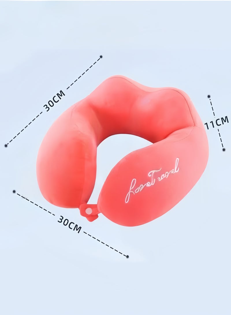 HQ-GAMING Neck Pillow Memory Foam Travel Pillow Neck Pillow with 360-Degree Head Support Comfortable and Lightweight Soft Airplane Travel Pillow Ideal for Sleeping on Airplane Car Train Bus and Home Use (Pink) - Image 2