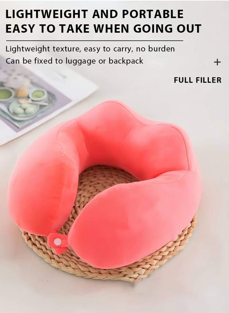 HQ-GAMING Neck Pillow Memory Foam Travel Pillow Neck Pillow with 360-Degree Head Support Comfortable and Lightweight Soft Airplane Travel Pillow Ideal for Sleeping on Airplane Car Train Bus and Home Use (Pink) - Image 3