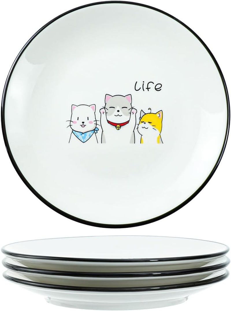 SOCOSY Cute Cartoon Cat Ceramic Seasoning Dishes Sauce Dish Sushi Dipping Bowl Appetizer Plates Tea Bag Holder Serving Dish for Kitchen 6 Inch  - Image 2