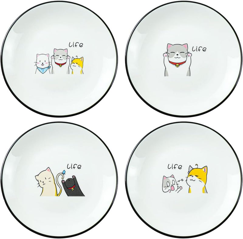 SOCOSY Cute Cartoon Cat Ceramic Seasoning Dishes Sauce Dish Sushi Dipping Bowl Appetizer Plates Tea Bag Holder Serving Dish for Kitchen 6 Inch  - Image 1