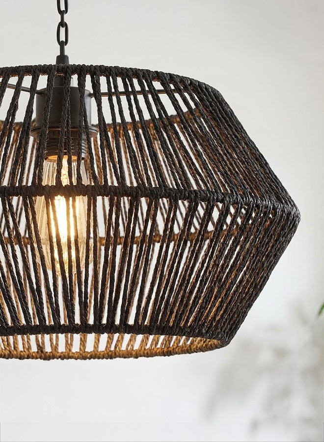 BUY4LESS -  Modern Lighting, Ceiling chandelier, Light, Black Color, 32x18 cm, Bamboo-Style ceiling chandelier, Suitable for bedroom and living room, Woven rope - Image 3