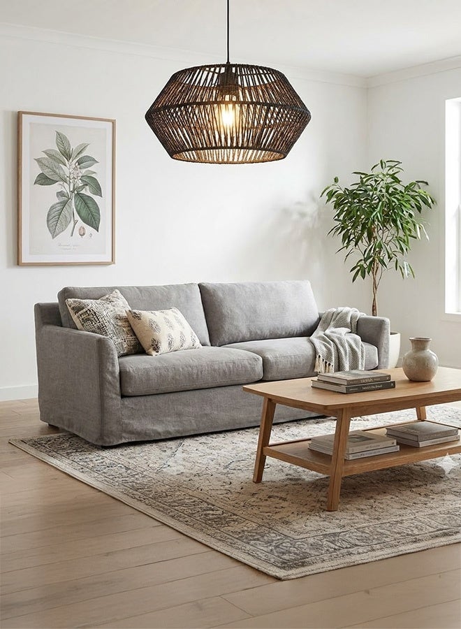 BUY4LESS -  Modern Lighting, Ceiling chandelier, Light, Black Color, 32x18 cm, Bamboo-Style ceiling chandelier, Suitable for bedroom and living room, Woven rope - Image 2
