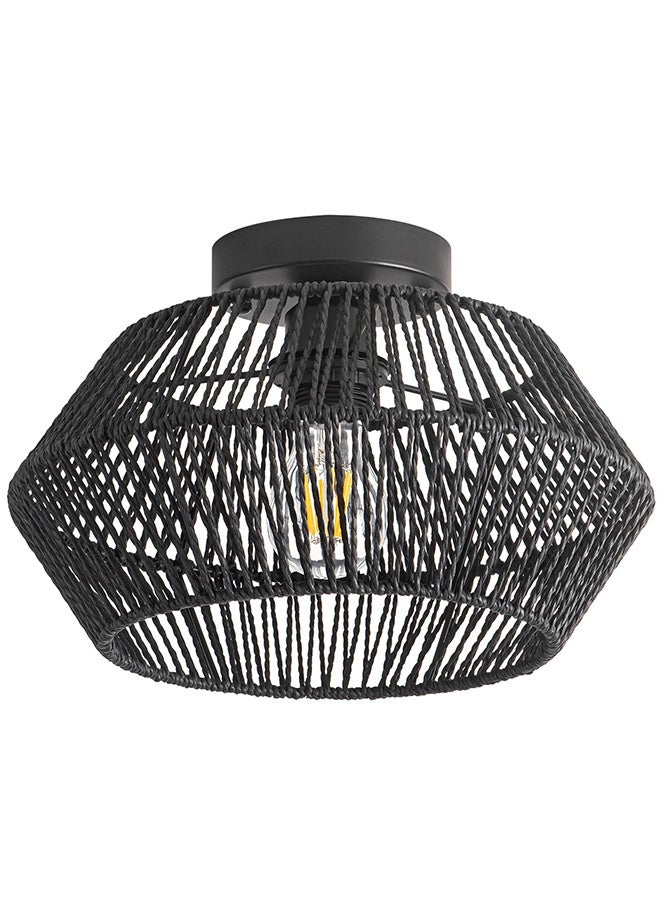 BUY4LESS -  Modern Lighting, Ceiling chandelier, Light, Black Color, 32x18 cm, Bamboo-Style ceiling chandelier, Suitable for bedroom and living room, Woven rope - Image 1