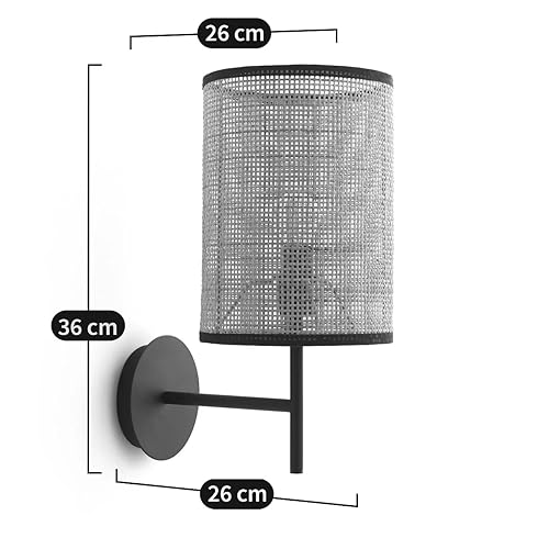 AKWAY Rattan and Webbing Wall Lamps for Living Room | Bamboo Wall Lights for Bedroom | Wicker Wall scones for Home Decoration (Square Webbing) - Image 5