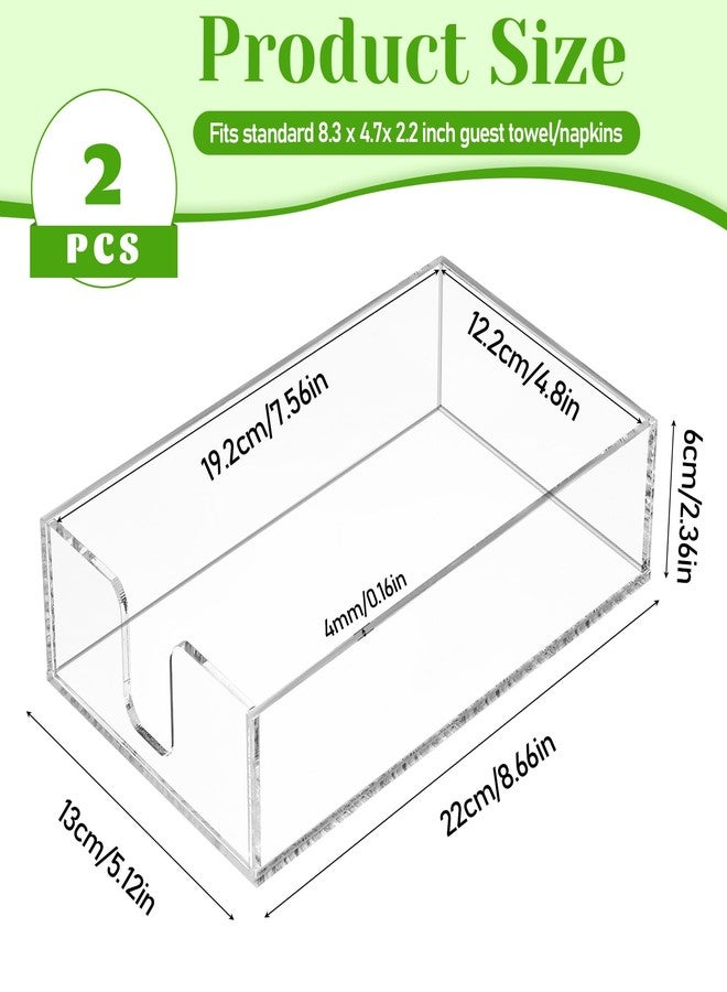 SHENLIU 2 Pack Clear Napkin Holder, 0.16" Thickness Flat Napkin Holder 8.8x5.3x2.5" Acrylic Guest Towel Tray Bathroom Napkins Guest Disposable Holders for Kitchen, Weddings, Party, Hotel, Restaurant - Image 2