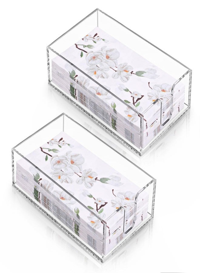 SHENLIU 2 Pack Clear Napkin Holder, 0.16" Thickness Flat Napkin Holder 8.8x5.3x2.5" Acrylic Guest Towel Tray Bathroom Napkins Guest Disposable Holders for Kitchen, Weddings, Party, Hotel, Restaurant - Image 1