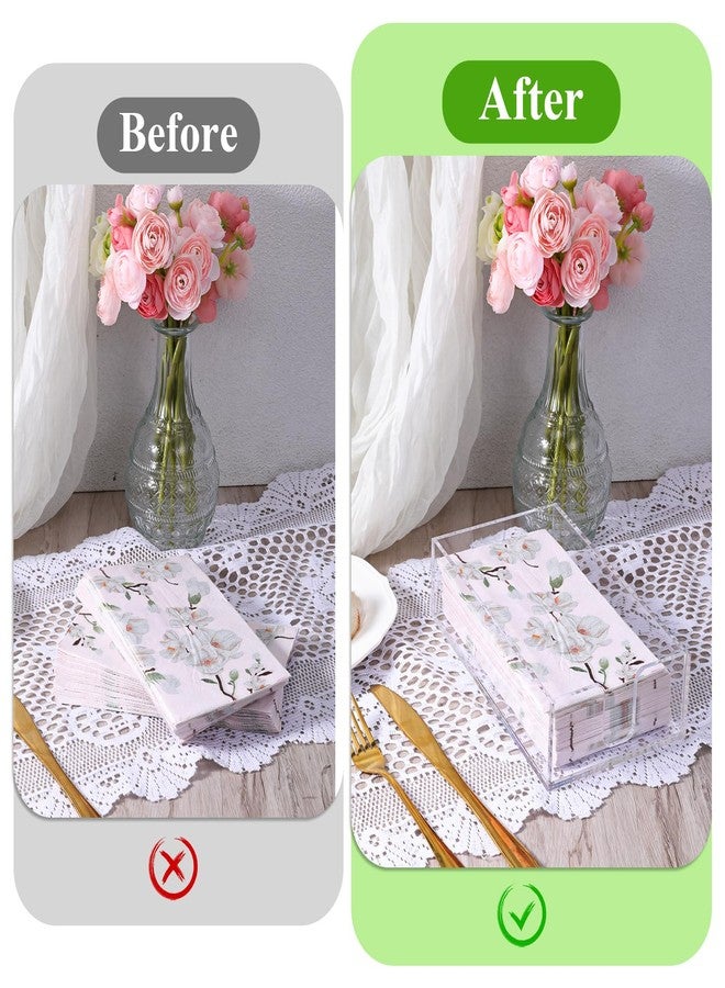 SHENLIU 2 Pack Clear Napkin Holder, 0.16" Thickness Flat Napkin Holder 8.8x5.3x2.5" Acrylic Guest Towel Tray Bathroom Napkins Guest Disposable Holders for Kitchen, Weddings, Party, Hotel, Restaurant - Image 5