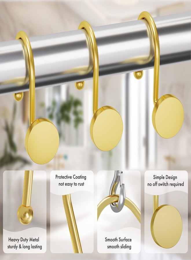 AmazerBath Gold Shower Curtain Hooks, Shower Curtain Rings Modern Decorative Shower Curtain Hooks Rust Proof Smooth Metal Shower Hooks for Shower Curtain Hangers Bathroom Shower Rod Hook, 12Pcs - Image 4