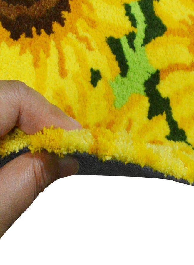 USTIDE Sunflower Bathroom Rug, Floral Toilet Rugs U Shaped Bath Mat, Soft Plush Bath Bathroom Rug Water Absorbent (23.6''X 30'') - Image 2