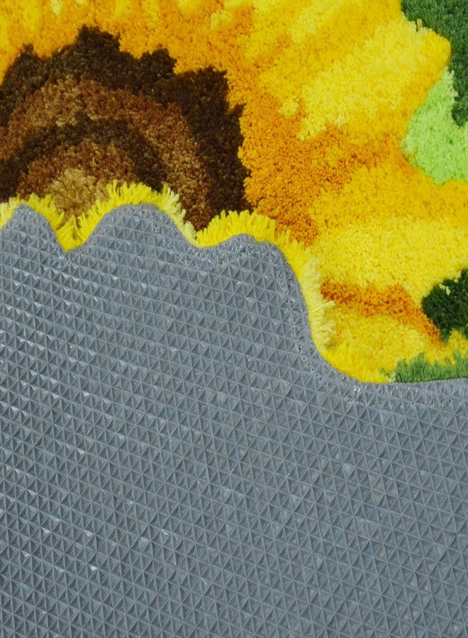 USTIDE Sunflower Bathroom Rug, Floral Toilet Rugs U Shaped Bath Mat, Soft Plush Bath Bathroom Rug Water Absorbent (23.6''X 30'') - Image 5