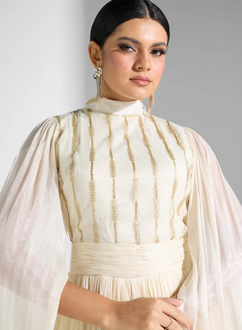 Golden Apple Ivory Cape Sleeve Dress