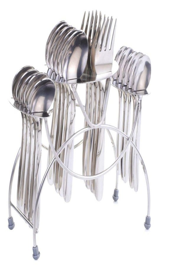 Cheet enterprise Premium Stainless Steel Cutlery Stand – Elegant Utensil Holder for Kitchen Countertop | Rust-Proof, Space-Saving Organizer for Spoons, Forks, Knives | Stylish Flatware Drainer Rack - Image 1