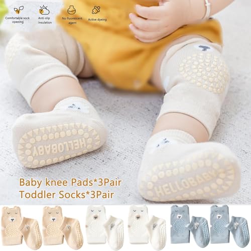 ISANPAN Unisex Baby Crawling Anti-Slip Knee Pads and Socks,Save Baby Knee and Ankle (Color A, 12-24 Months) - Image 3