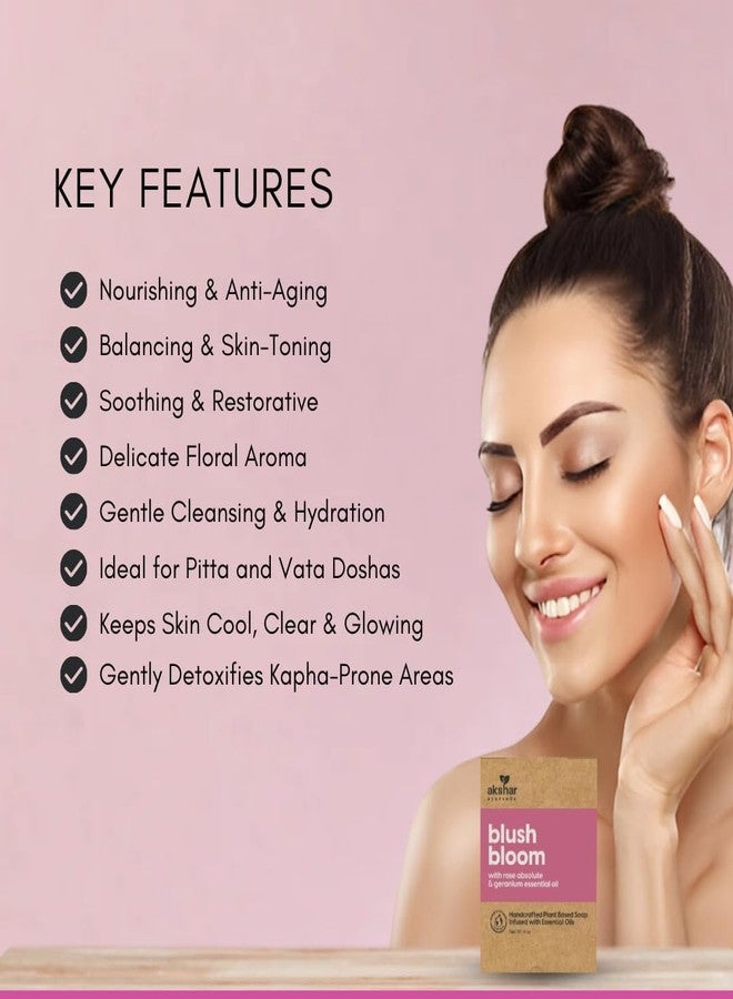 AKSHAR Ayurveda Handmade Natural Soap, Organic Soap Bar with Rose Absolute & Geranium Essential Oil, Hydrating, Moisturizing Bar Soap for Sensitive Skin, Cold Process & Vegan Natural - Image 4