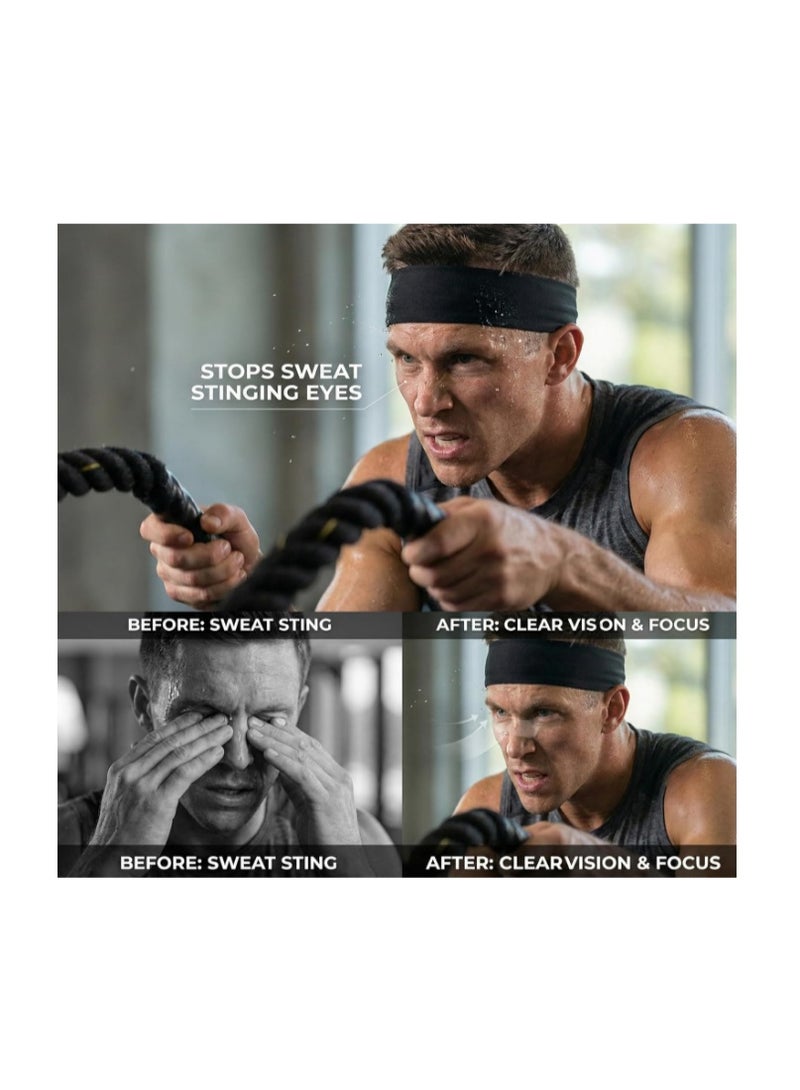 Acozycoo Running Headband, 5Pack, Mens Sweatband Sports Headband for Running, Cycling, Basketball, Yoga, Fitness Workout Stretchy Unisex Hairband - Image 4