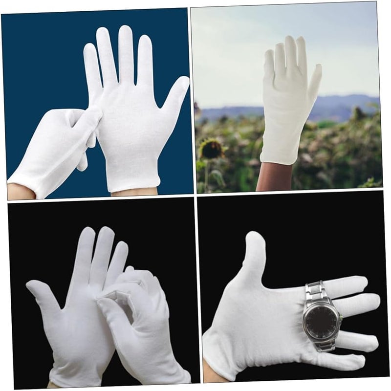 White Cotton Moisturizing Gloves For Dry Hands 12 Pairs For Men And Women - Image 4