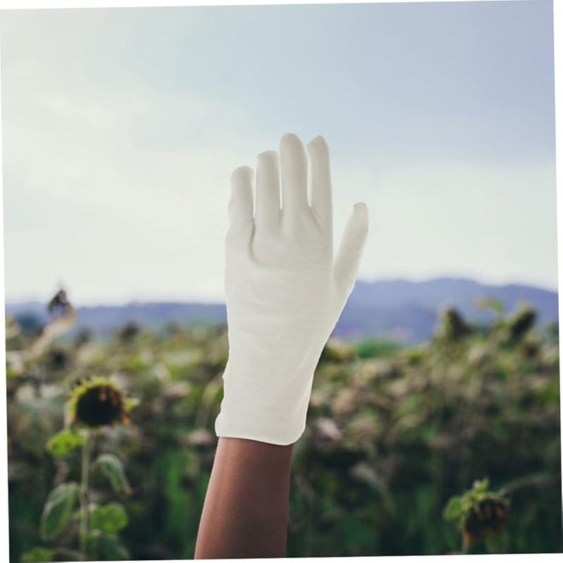 White Cotton Moisturizing Gloves For Dry Hands 12 Pairs For Men And Women - Image 5