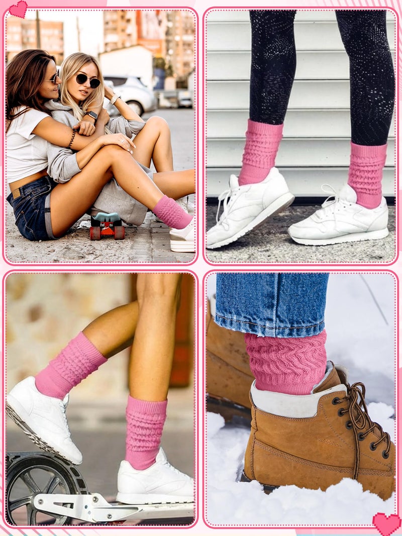 Glitopper Slouch Slouchy Socks Pack Knee High Scrunch 80s 90s Stacked Boot Socks(9-11,Pink) - Image 5