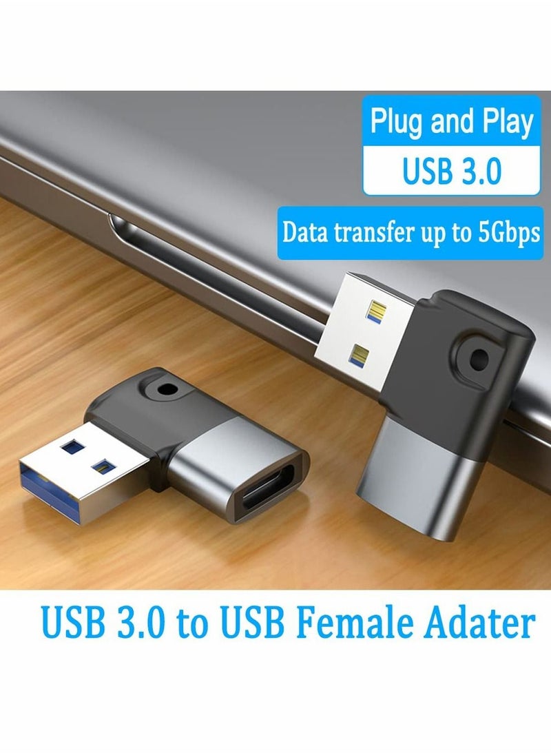 Excefore - 90 Degree USB C to USB A Adapter, Right Angle & Left Angle USB A 3.0 Male to USB Type C 3.1 Female Connector for Laptops, Wall Chargers, Power Banks(4 Pack) - Image 1