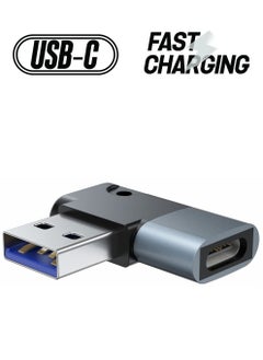 90 Degree USB C to USB A Adapter, Right Angle & Left Angle USB A 3.0 Male to USB Type C 3.1 Female Connector for Laptops, Wall Chargers, Power Banks(4 Pack)