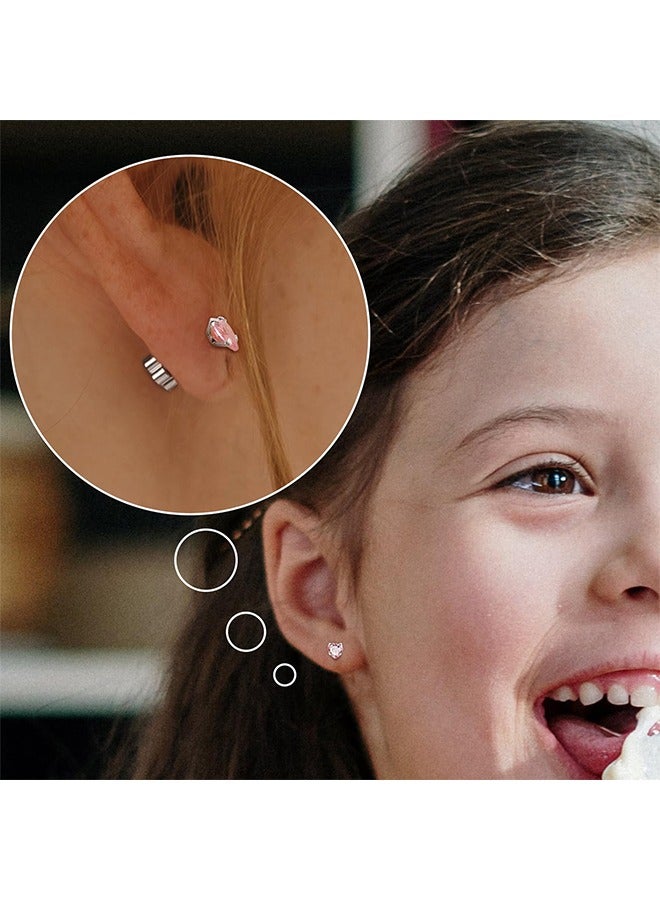 بيوند مجموعة من 4 أقراط ألماس فضفاضة مقاس 6 مم للنساء، أقراط بمشبك لولبي مضاد للصدأ والبهتان ومضاد للحساسية، هدية مجوهرات عصرية (ملونة) - Image 3