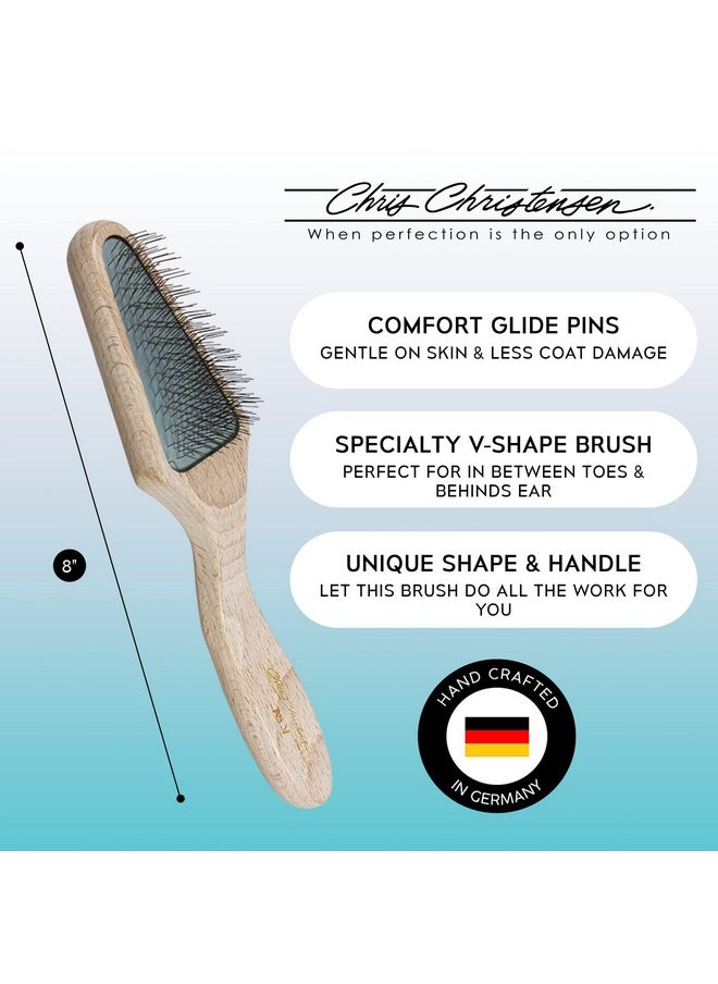Chris Christensen Dog Brush, Mark V Triangle Slicker Brush, Groom Like A Professional, Stainless Steel Pins, Lightweight Beech Wood Body, Ground And Polished Tips  - Image 2