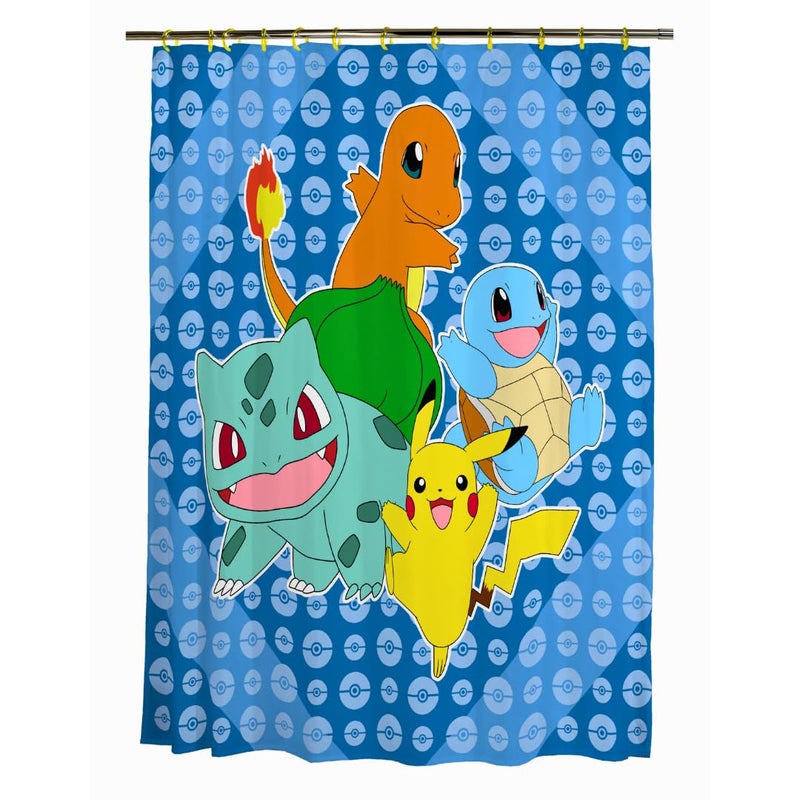 Franco Pokemon Anime 13Piece Shower Curtain Set 72 x 72 Inch Fabric Curtain with Hooks Bathroom Decor Machine Washable 100 Officially Licensed Product by Franco Collectibles - Image 2
