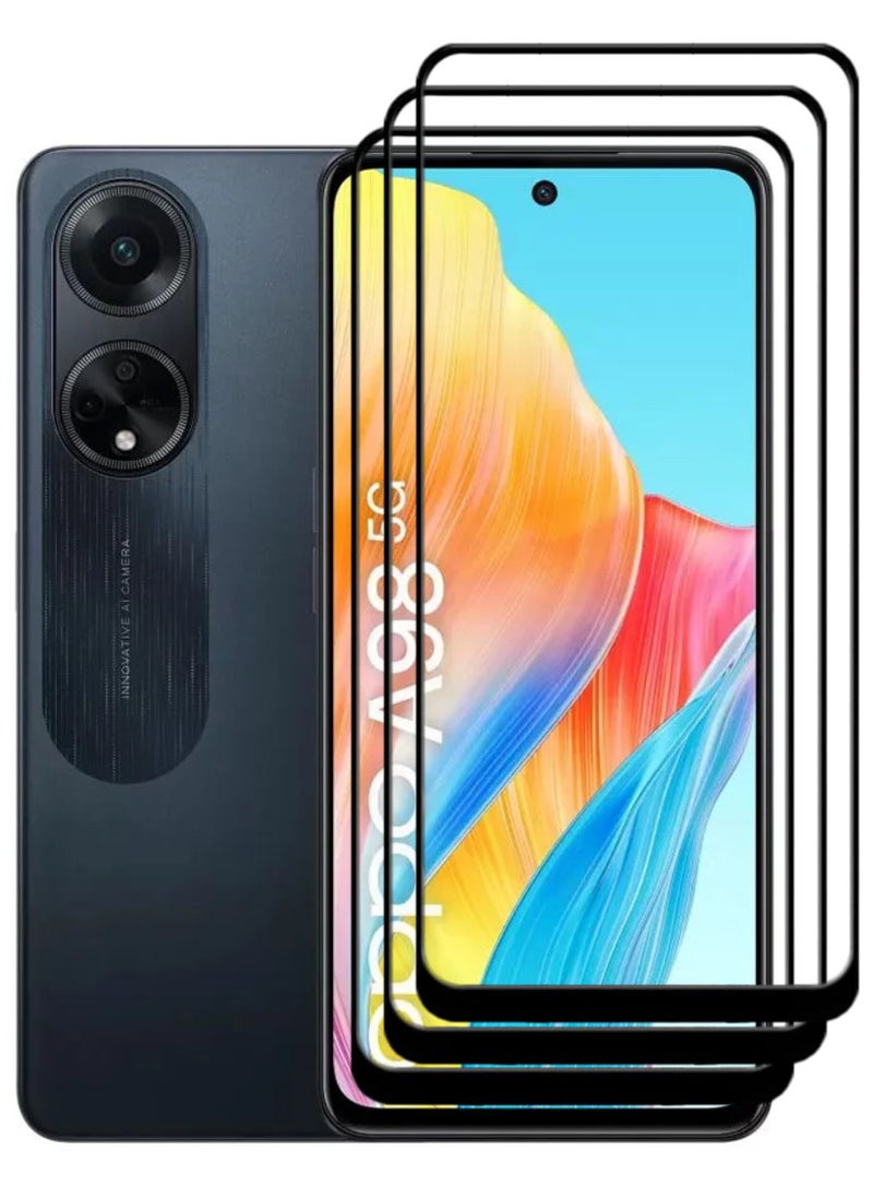ACLIX 3 Pieces Antistatic ESD Dustproof Premium Quality High Definition Tempered Glass Screen Protector Designed For Oppo A98 - Image 1
