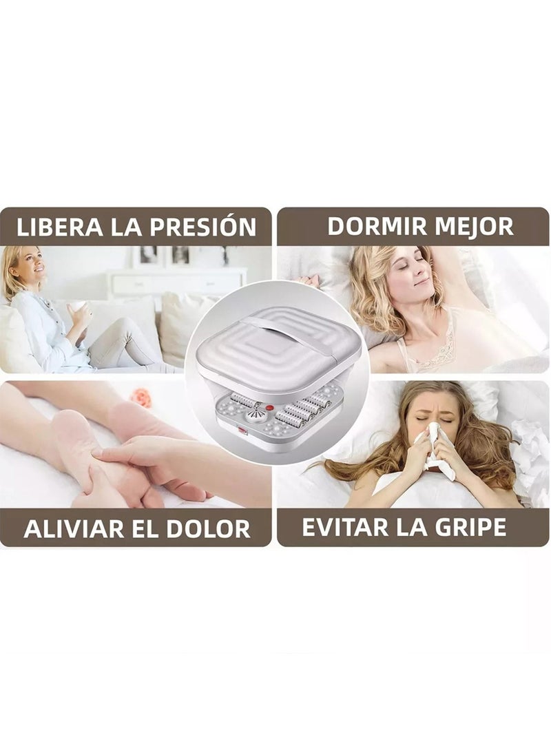CATANES - Electric Roldable Foot Spa Infrared Vibrating Bath Massager Soothing Rollers Collapsible Foot Spa Bath Pedicure with Heat / Greyish White - Image 1