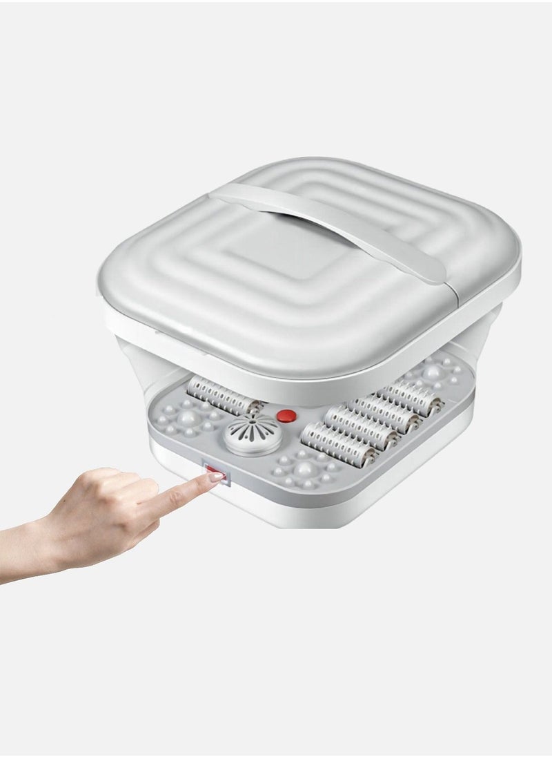 CATANES - Electric Roldable Foot Spa Infrared Vibrating Bath Massager Soothing Rollers Collapsible Foot Spa Bath Pedicure with Heat / Greyish White - Image 1