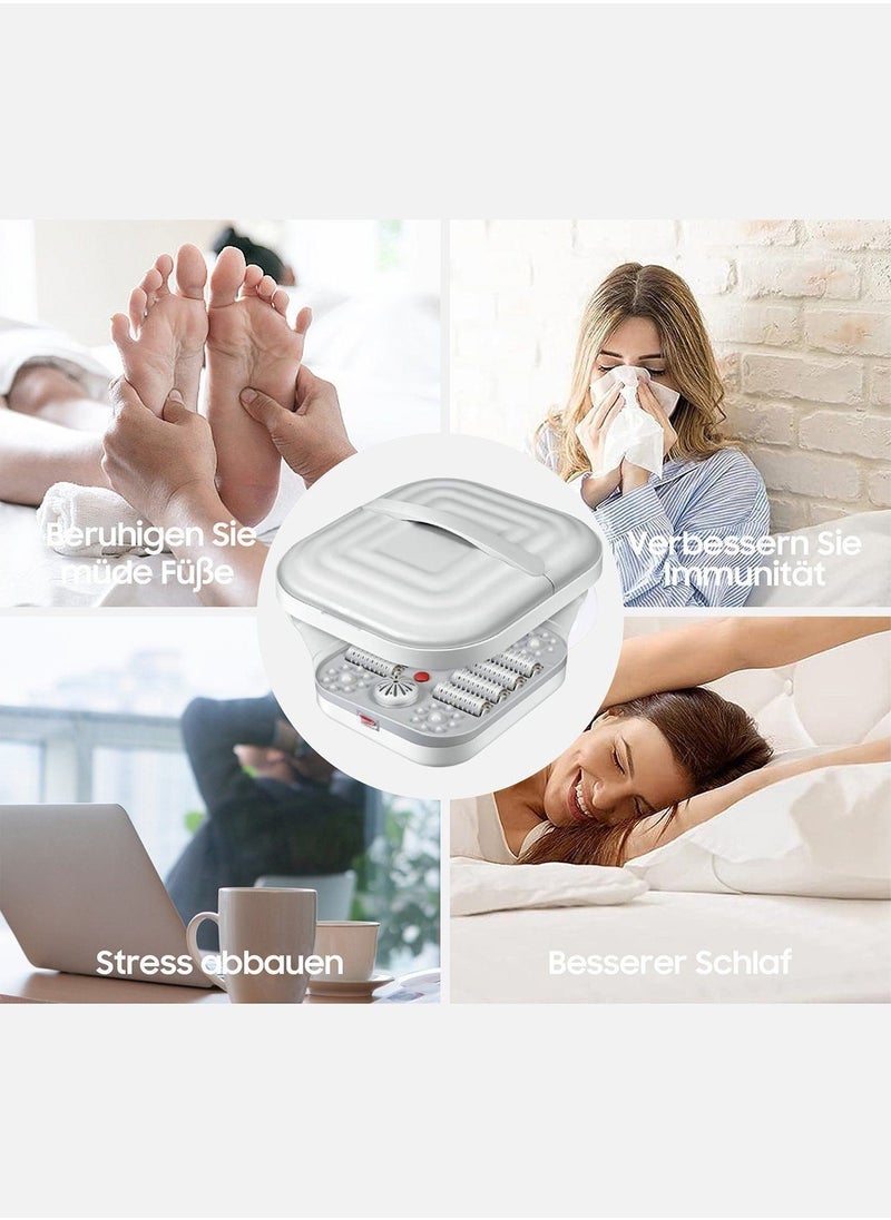 CATANES - Electric Roldable Foot Spa Infrared Vibrating Bath Massager Soothing Rollers Collapsible Foot Spa Bath Pedicure with Heat / Greyish White - Image 1