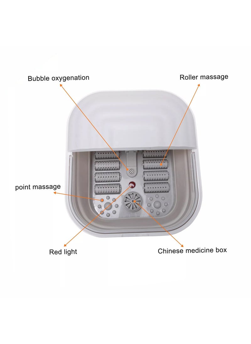 CATANES - Electric Roldable Foot Spa Infrared Vibrating Bath Massager Soothing Rollers Collapsible Foot Spa Bath Pedicure with Heat / Greyish White - Image 1